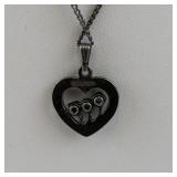 Sterling Silver Heart Pendant Necklace with Clear Stones, 20in, 3.8g