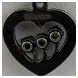 Sterling Silver Heart Pendant Necklace with Clear Stones, 20in, 3.8g