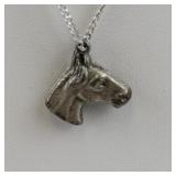 Sterling Silver Horse Head Pendant Necklace