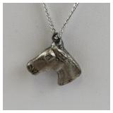 Sterling Silver Horse Head Pendant Necklace