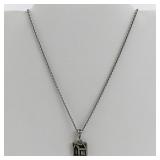 Sterling Silver Necklace with Square House Pendant, 22in, 6.2g