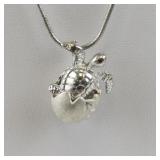 Base Metal 18in Necklace with Turtle Hatching Pendant