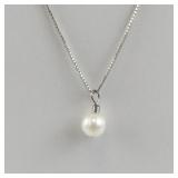 Sterling Silver Pearl Pendant Necklace