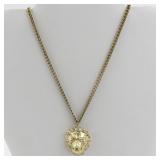 Base Metal Lion Head Pendant Necklace 18in
