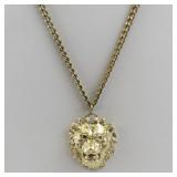 Base Metal Lion Head Pendant Necklace 18in