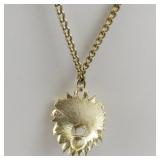 Base Metal Lion Head Pendant Necklace 18in