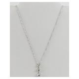 Sterling Silver 3-Stone Pendant Necklace, 16in, 3.1g, CZ Accents