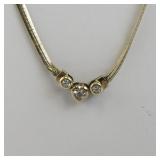 Sterling Silver 925 Necklace with Heart and Round Clear Stones