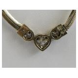 Sterling Silver 925 Necklace with Heart and Round Clear Stones