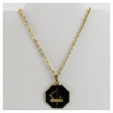 Gold Tone Base Metal 24in Necklace with Octagon Pendant