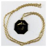 Gold Tone Base Metal 24in Necklace with Octagon Pendant