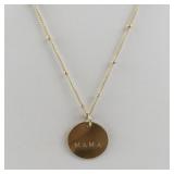 18in Gold Tone Mama Disc Pendant Necklace