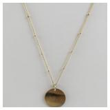 18in Gold Tone Mama Disc Pendant Necklace