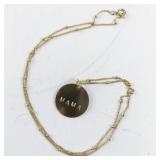 18in Gold Tone Mama Disc Pendant Necklace