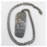 Pewter Ship Pendant Necklace by Inga Jensen DenmarkÂ 