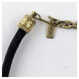 Black Cord Necklace with Gold Tone Heart Locket Pendant