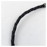Black Braided Leather Necklace with Silver Tone Clasp
