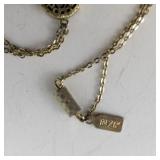 Base Metal Necklace with Floral Oval Pendant
