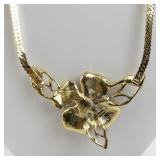 Trifari Gold Plated Necklace with Flower Pendant