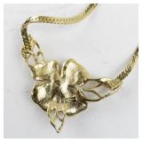 Trifari Gold Plated Necklace with Flower Pendant