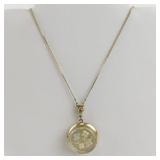 Vintage Floral Round Locket Pendant Necklace, Base Metal