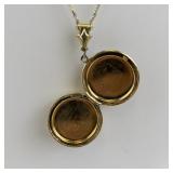Vintage Floral Round Locket Pendant Necklace, Base Metal