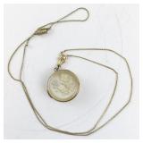 Vintage Floral Round Locket Pendant Necklace, Base Metal