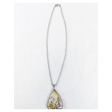 Hand-Painted Double-Sided Teardrop Pendant Necklace