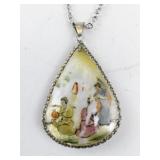Hand-Painted Double-Sided Teardrop Pendant Necklace