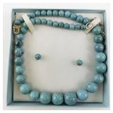 Turquoise Bead Necklace and Earring Set in Gift Box
