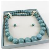 Turquoise Bead Necklace and Earring Set in Gift Box
