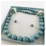 Turquoise Bead Necklace and Earring Set in Gift Box