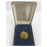Franklin Mint Vermeil Mickey Mouse Pendant Necklace with Box and Certificate