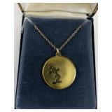 Franklin Mint Vermeil Mickey Mouse Pendant Necklace with Box and Certificate