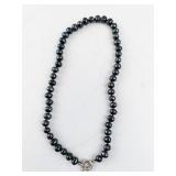 Black Freshwater Pearl Necklace with Sterling Silver Clasp