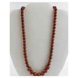 Vintage Red Beaded Necklace with Toggle Clasp