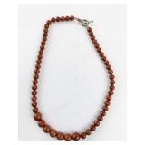 Vintage Red Beaded Necklace with Toggle Clasp