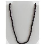 Garnet Bead Necklace with Gold Tone Clasp