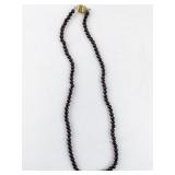 Garnet Bead Necklace with Gold Tone Clasp