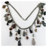 Vintage Mixed Stone and Metal Statement Necklace