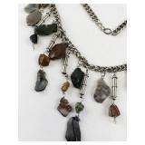 Vintage Mixed Stone and Metal Statement Necklace