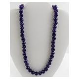 Faceted Amethyst Bead Necklace with Gold Tone Clasp