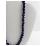 Faceted Amethyst Bead Necklace with Gold Tone Clasp