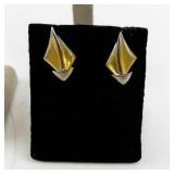Set of 3 Pairs Vintage Modernist Enamel Clip-On Earrings