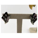 Set of 3 Pairs Vintage Modernist Enamel Clip-On Earrings