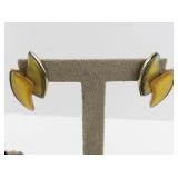 Set of 3 Pairs Vintage Modernist Enamel Clip-On Earrings