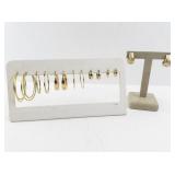 Collection of Gold Tone Hoop and Huggie Earrings - 7 Pairs