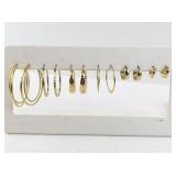 Collection of Gold Tone Hoop and Huggie Earrings - 7 Pairs