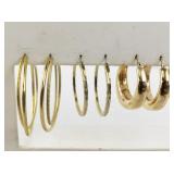 Collection of Gold Tone Hoop and Huggie Earrings - 7 Pairs