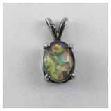 Sterling Silver Pendant with Oval Opal Doublet